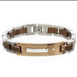 Brand New Chocolate  & Stainless Engraveable Bracelet 