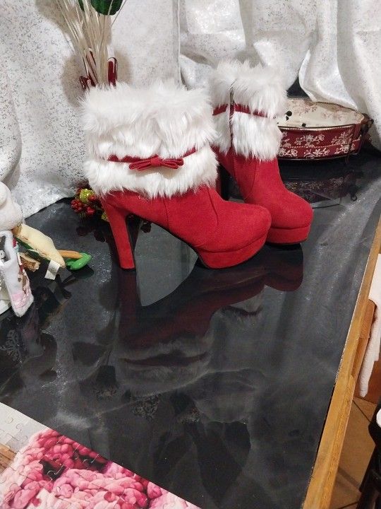 Red And White Christmas Boots