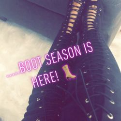 Black Over The Knee Suede Boots 