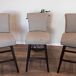 Set of 3 Modern Counter Height Bar Stools Upholstered Chairs