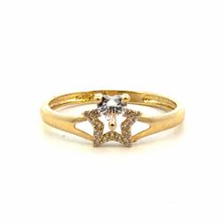 Woman’s Ladies 14k Yellow Gold CZ Cubic Zirconia Heart with Star Ring Size 7.5 GP3136785