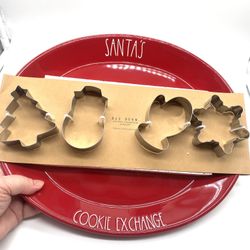 Rae Dunn "SANTA'S COOKIE EXCHANGE" Platter and Cookie Cutter Set
