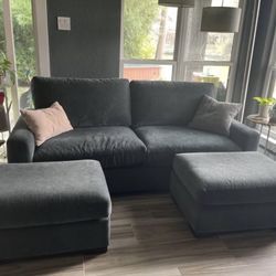 Arhaus Remington Sofa With 2 Ottomans 