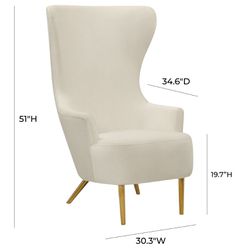 Julia Cream Velvet Wingback Chair By Inspire Me! Home Decor