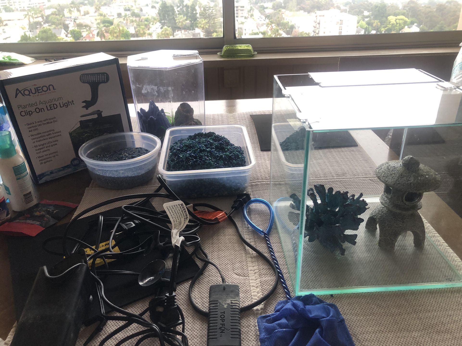 Aqueon 3gallon Fish Tank/aquarium- 1gallon Hexagon Aquarium-led Light- Water Heater