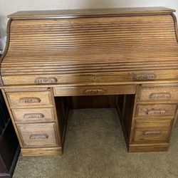 Vintage Oak Roll Top Desk 