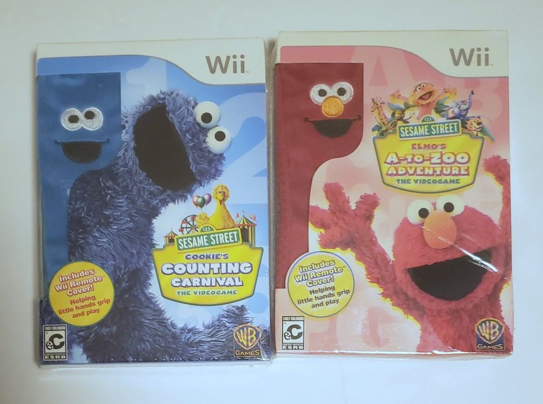 NEW ๐ Sesame Street: Cookie's Counting Carnival & Elmo A To Zoo Adventure Wii