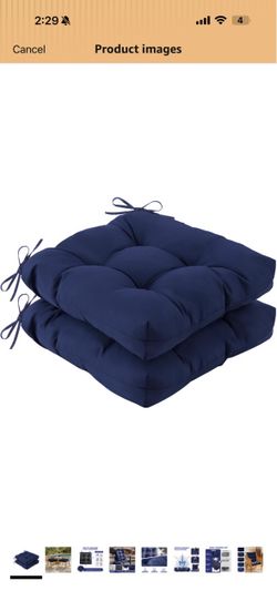 Navy Blue Tufted Chair Cushions Set of 2 / Cojines para sillas de patio set de 2