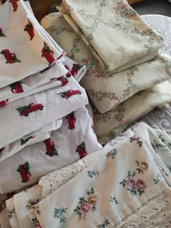 Three queen size sheet sets. Two sets are flannel. All freshly washed. Price EA set. Truck set is sold