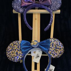 Mickey Mouse Ears Bow Sequins Disney Parks Purple Headband and WDW Passholder Sequin Ears Headband  