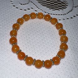 Orange & Gold Crystal Bead Bracelet - New 