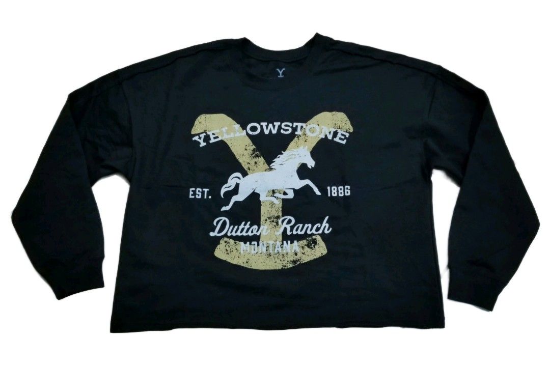 Women's Yellowstone Dutton Ranch Montana Cropped Black Sweatshirt Shirt XL Horse
Preowned Like-new condition