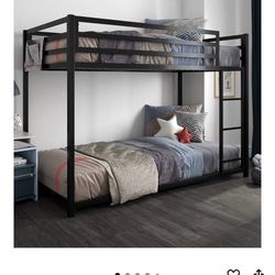 DHP Miles Low Metal Bunk Bed Frame for Kids w/Ladder