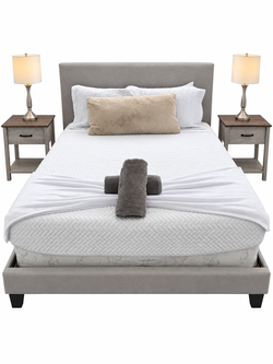 King Size Bed Set + Lamps and Night Stands