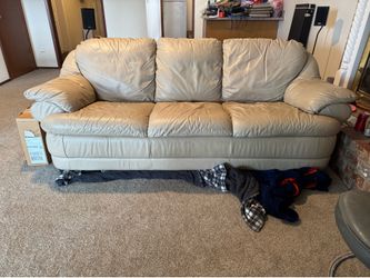 Free pleather sofa set – couch, loveseat + chair