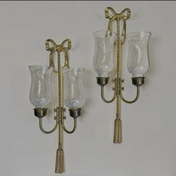 Vintage Gold Bow Wall Sconces