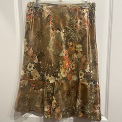 Vintage Sigrid Olsen Floral 100% Silk Maxi Skirt Size 8 Petite Side Zip Lined. 