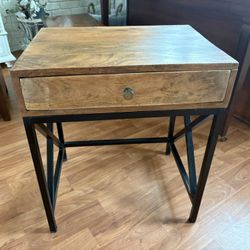 Wood And Metal Nightstand 