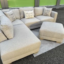 FREE DELIVERY AND INSTALLATION - Maycen Fabric Sectional Gray Color (Ottoman Included)