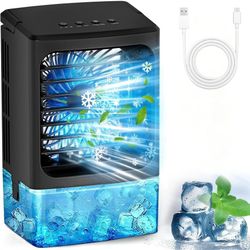 Portable Air Conditioners，Upgraded Portable AC Small Air Conditioner Personal Air Cooler Mini Evaporative Cooler 3 Wind Speed Portable Small AC with 7