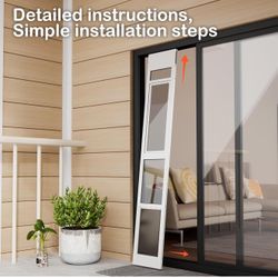 Doggy Door for Sliding Glass Door, Adjustable Height 75 3/5" to 80" Sliding Door Doggie Door Insert with Screen Design, Suitable for Medium Dogs Up to