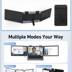Laptop Screen Extender, 14’’ FHD 1080P Triple Portable Monitor for Laptop with Ultra-Slim IPS Display, USB-C Plug and Play Multi Screen Attachment for