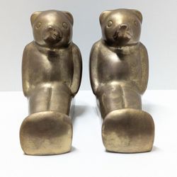 Heavy Vintage Bronze Teddy Bear Bookends – Korean