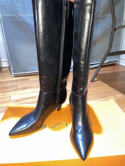 New Black Leather Knee- Boots