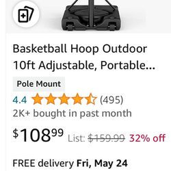 Basketball Hoop Outdoor 7-10ft Adjustable