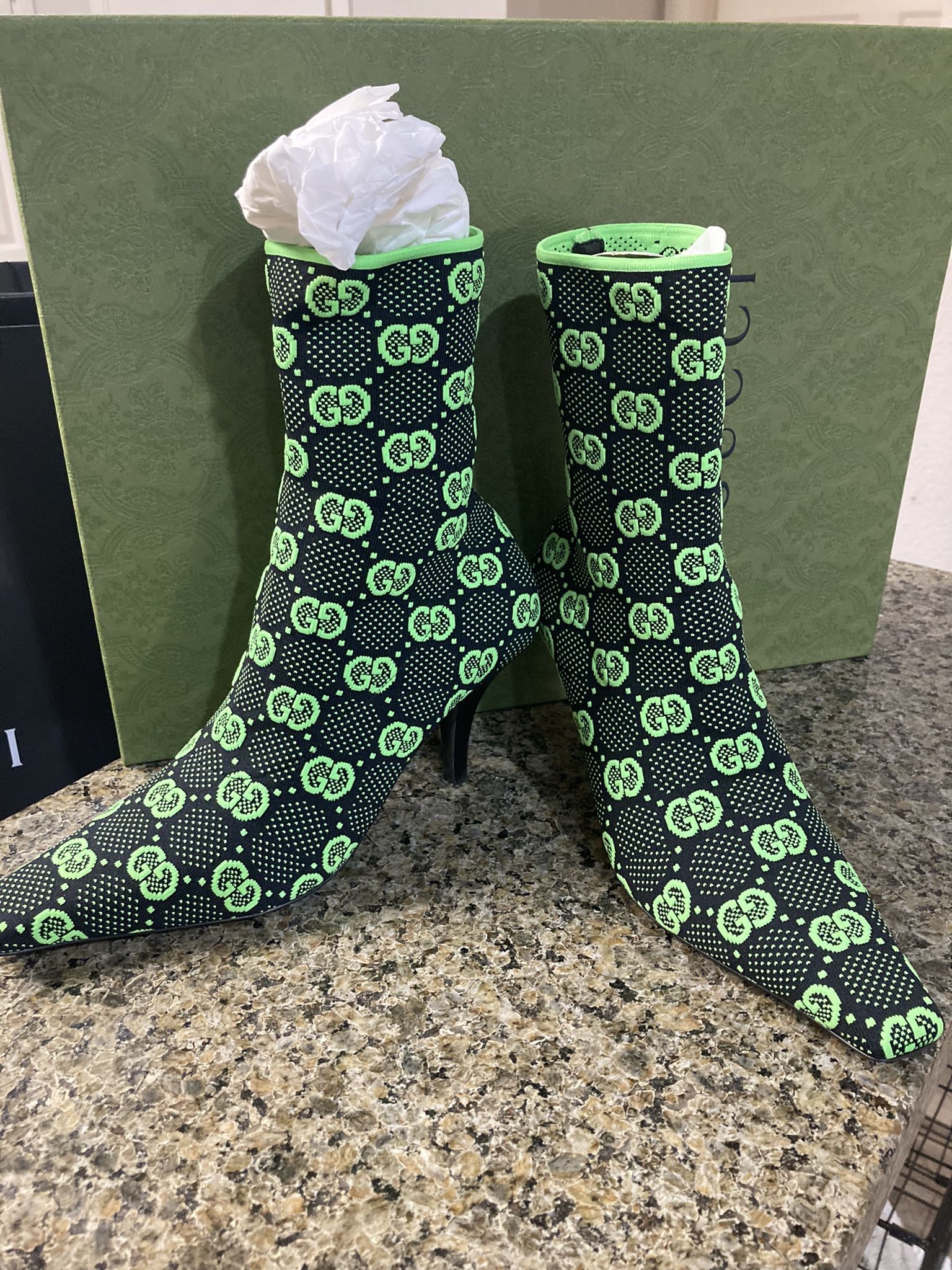 Technical Jersey Knit GG Monogram Square G 75mm Ankle Boots 37
