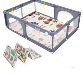59x71Inch Baby Playpen, Baby Fence Play Area, Play Pens for Babies and Toddlers Safety Activity Center with Anti-Slip Rubber Bases,Gray