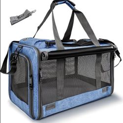 Pet Carrier with Foldable Design and Reinforced Handles~ BLUE