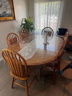 Oak wooden dining table