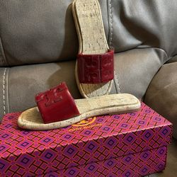 Tory Burch Leather Slides Size 6.
