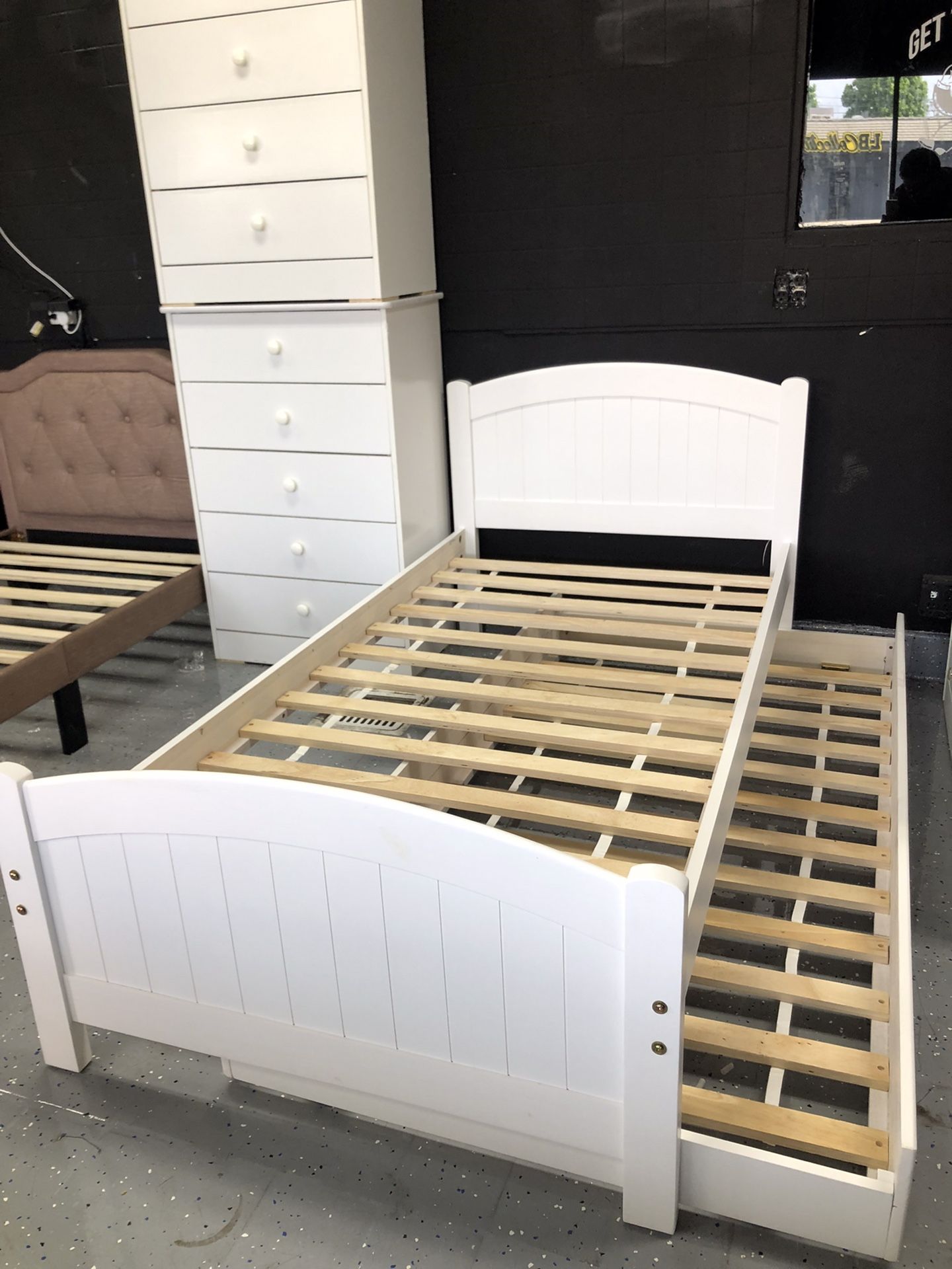 Twin Trundled Bed Frame Solid Wood New In The Box