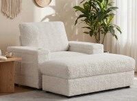 LATITUDE RUN 42" OVERSIZED SINGLE SOFA WITH STORAGE OTTOMAN, FAUX FUR ARMCHAIR WITH CUP HOLDER & HIDDEN STORAGE ARM, DEEP SEAT READING CHAIR IN BEIGE 