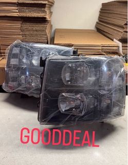 Fit 07-13 Silverado black headlight headlamp light
