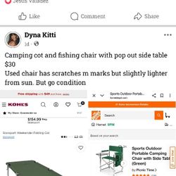 Camping Cot And Fishing Chair
