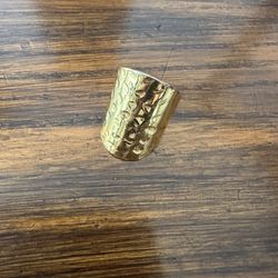 NEW adjustable gold plated brass hammered dimpled statement ring
