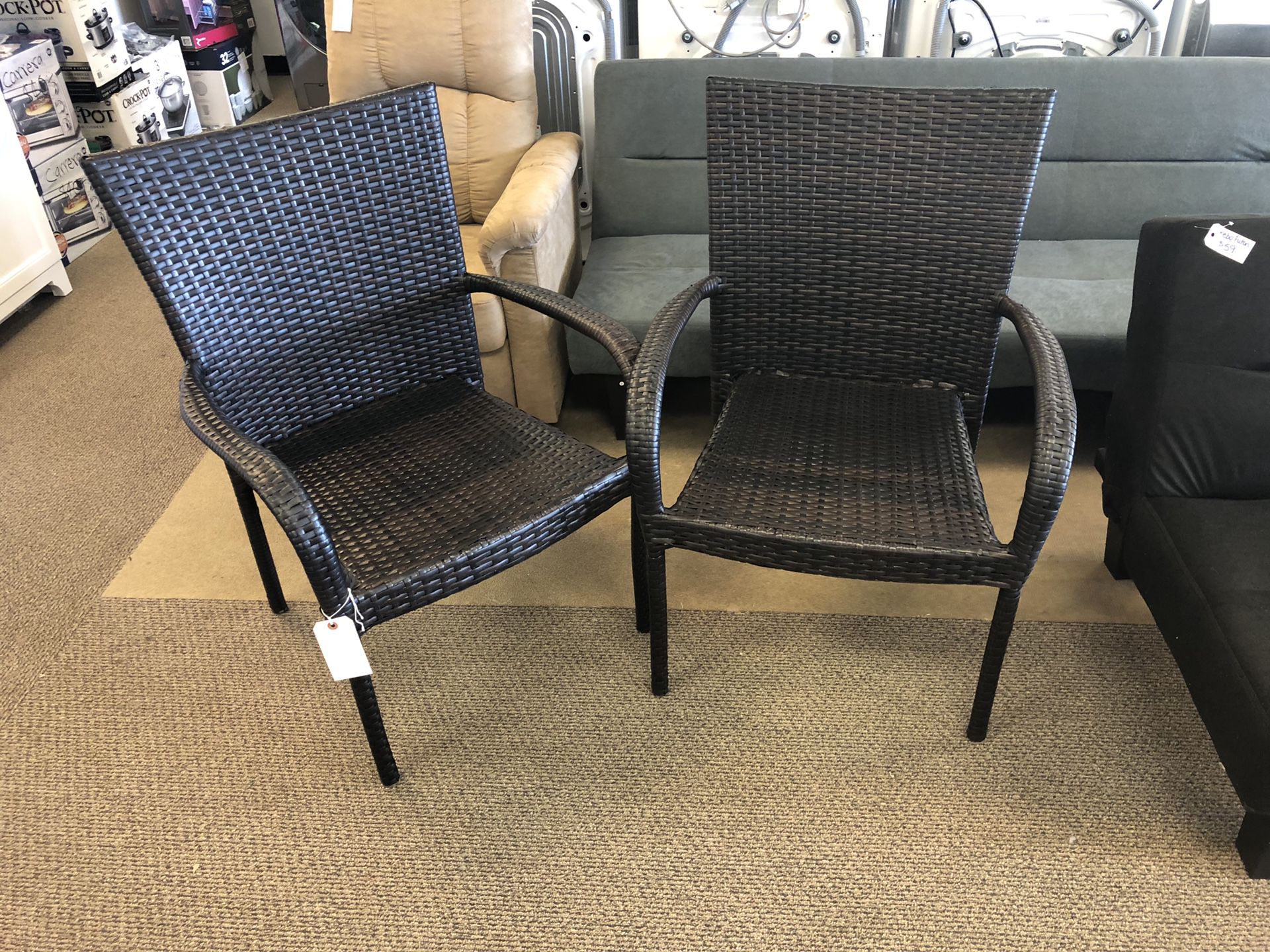 Wicker chair pair