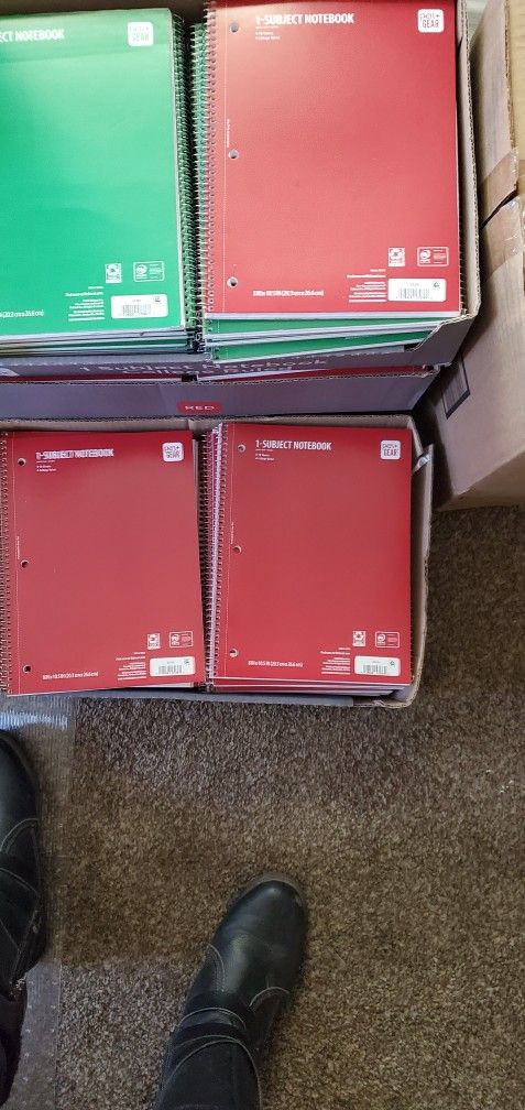 Notebooks .50 cents each.