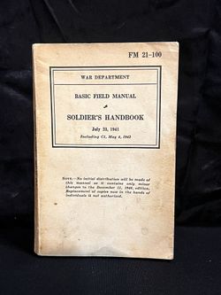 1941 WW2 War Department Basic Field Manual Soldiers Handbook July 23, 1941