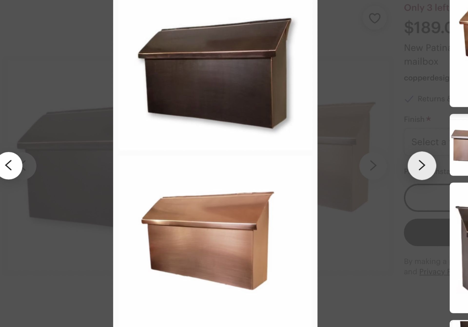 Vintage Copper mailbox ( Salsbury Industries California )