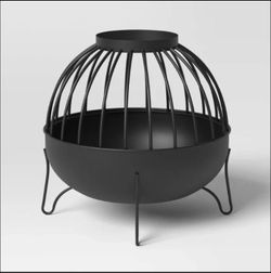 Wood Burning Cutout Round Outdoor Fire Pit Black - Threshold™: Weather-Resistant, Includes Poker