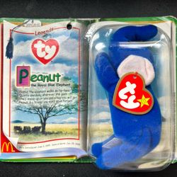 TY Peanut the Beanie Baby Elephant Royal Blue Color Original 1998 Rare Retired