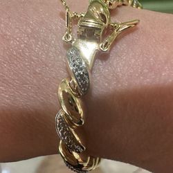 2 Tone Tennis Silver And Gold Plated Bracelet 