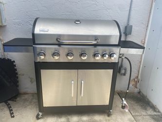 Gas propane 6 burner grill with side burner