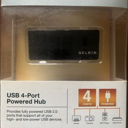 Belkin 4-Port Powered USB Hub – High-Speed – New / Like New