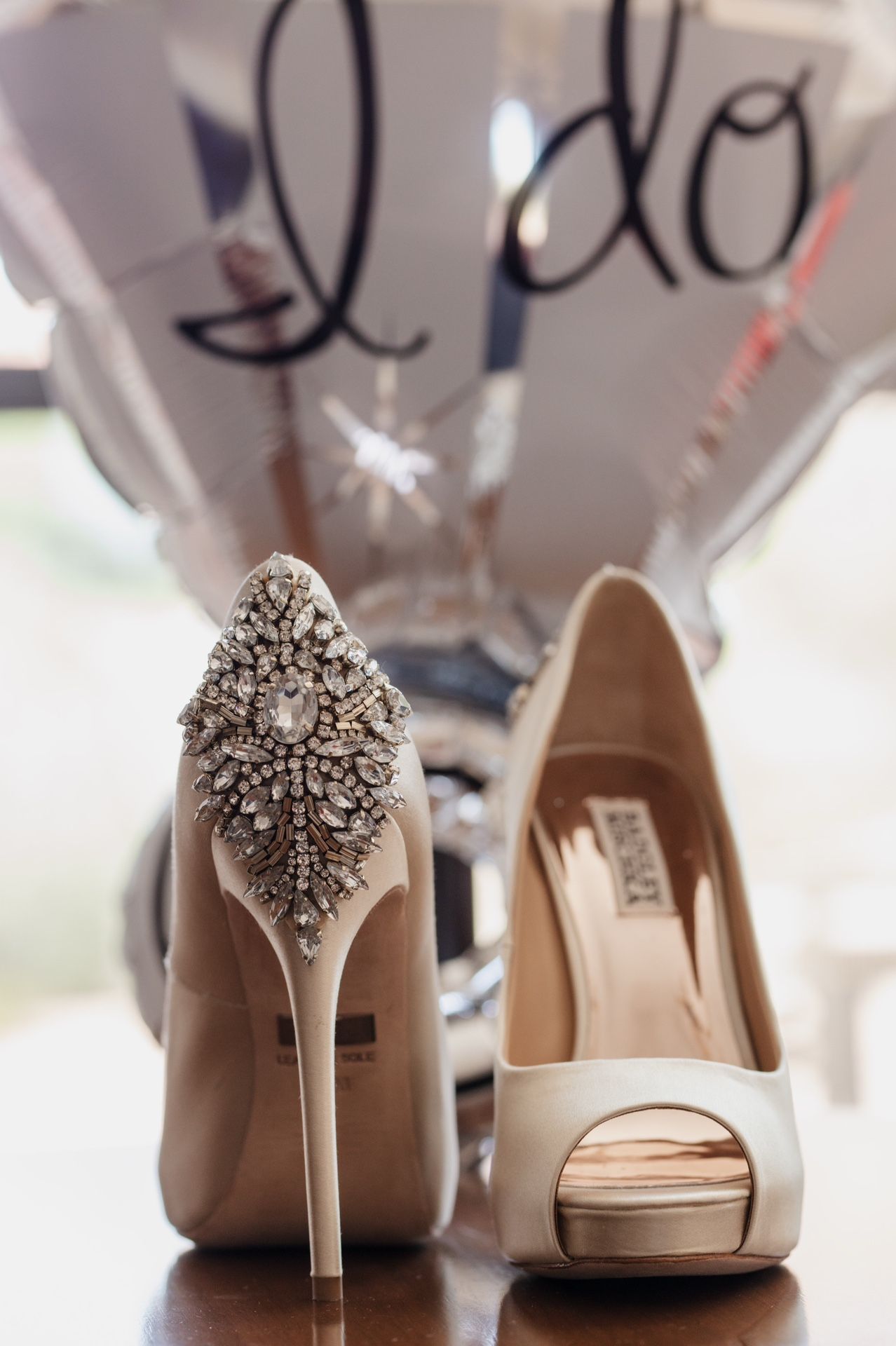 BADGLEY MISCHKA Kiara Embellished Peep-toe Pump