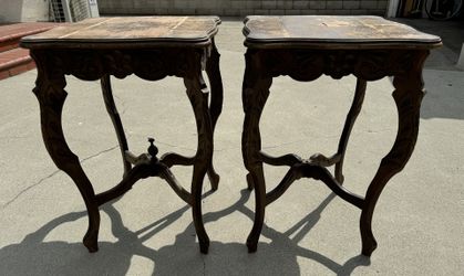 Vintage Wood Craved Plant Stands
